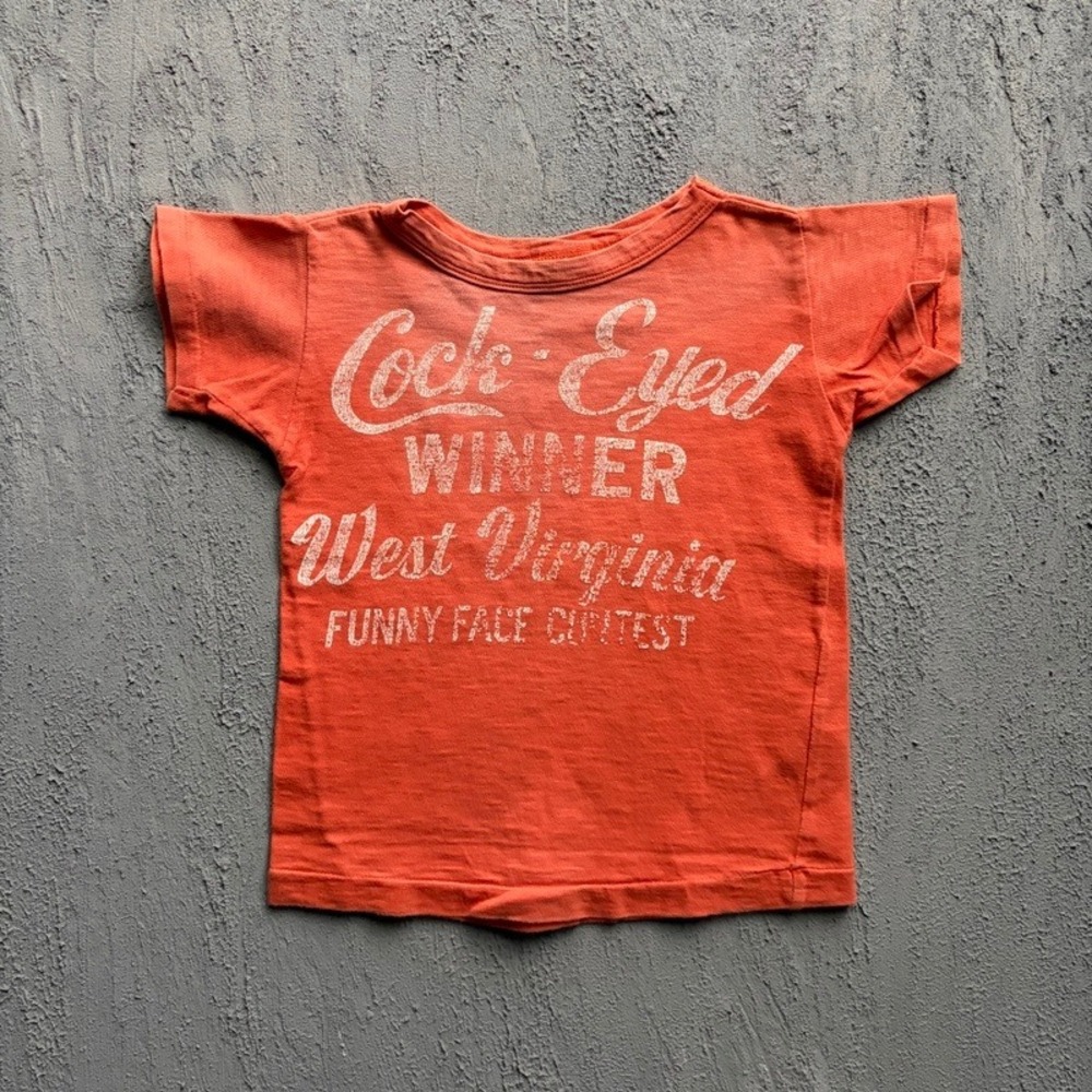 Denim Dungaree T Shirt Small Orange 110CM Japan Baby Tee